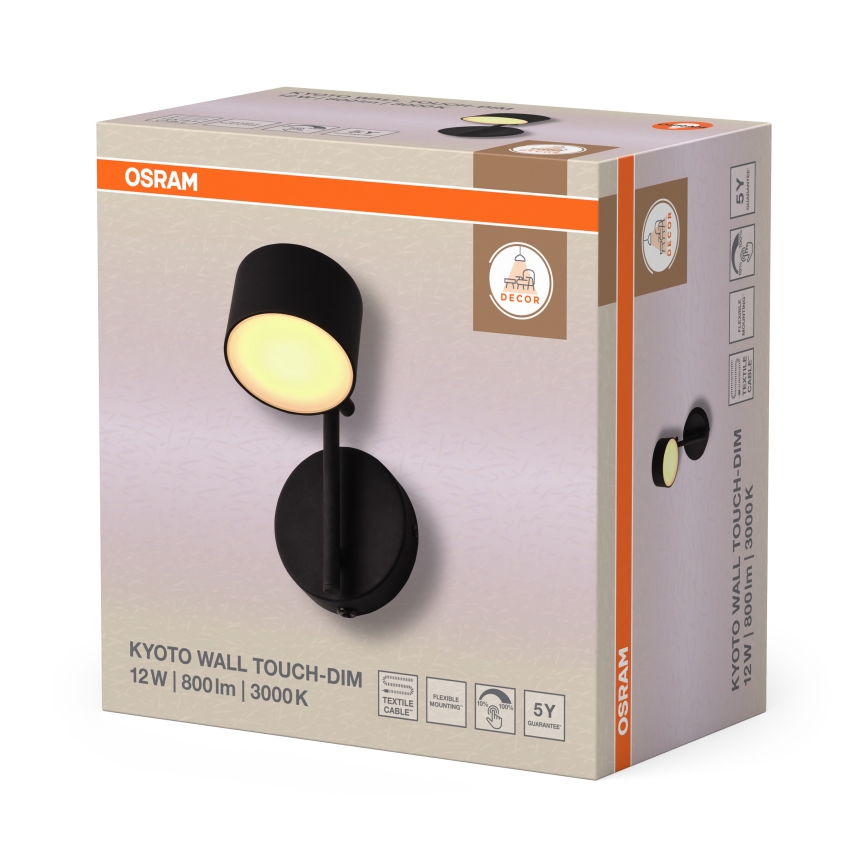 Osram - LED dimbare wandlamp met touchbediening DECOR KYOTO LED/12W/230V CRI 90 zwart