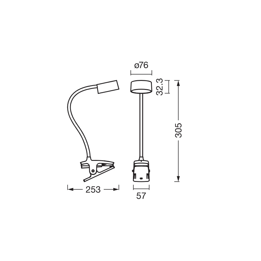 Osram - Dimbare LED-tafellamp met klem OFFICE LINE LED/4,8W/230V 3000/4000/6500K wit