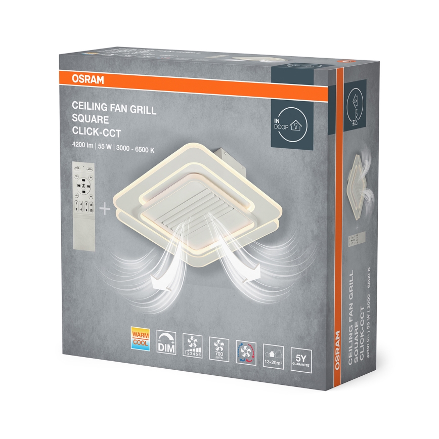 Osram - Dimbare LED-plafondventilator LED/55W/230V 3000-6500K wit + afstandsbediening