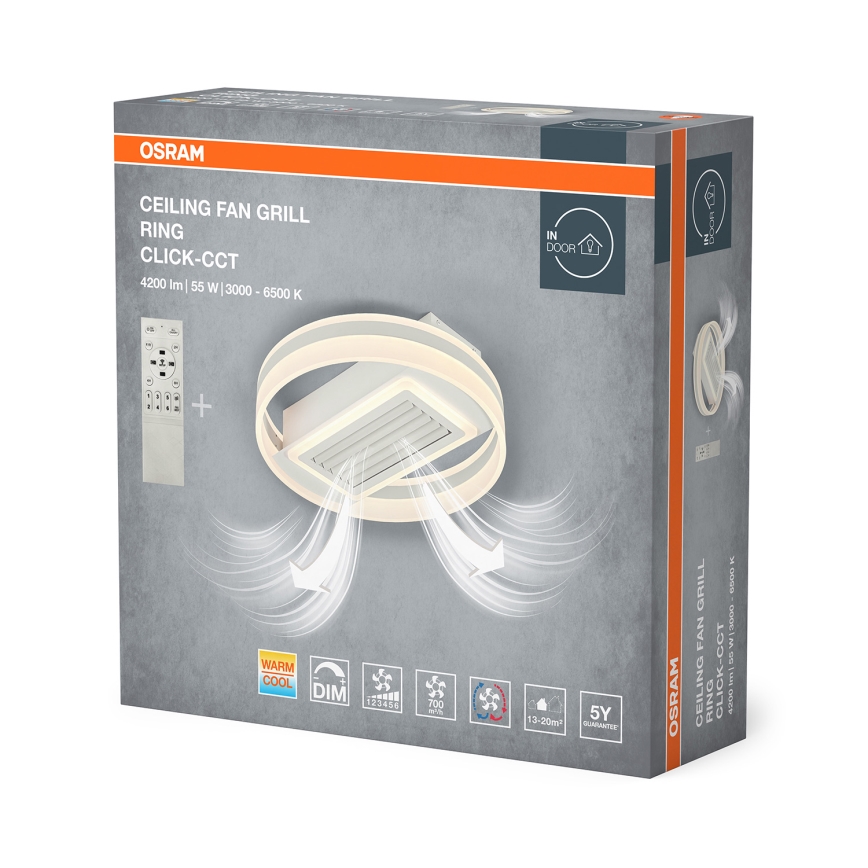 Osram - LED-dimbare plafondlamp met ventilator LED/55W/230V 3000-6500K wit + afstandsbediening