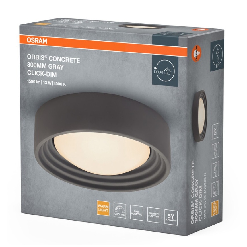 Osram - LED dimbare plafondlamp ORBIS CONCRETE LED/13W/230V Ø 30 cm grijs/beton