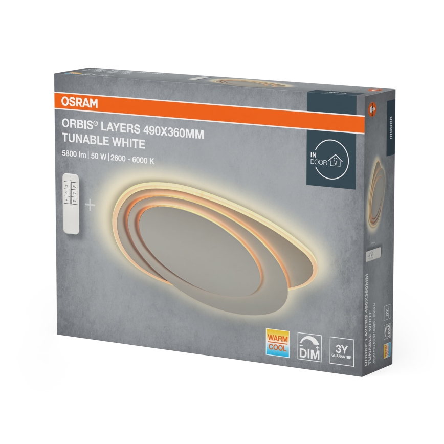Osram - Dimbare LED-plafondlamp ORBIS LAYERS LED/50W/230V 2600-6000K 36x49 cm wit + afstandsbediening