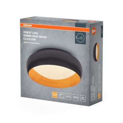 Osram - LED dimbare plafondlamp ORBIS LIVIA LED/16W/230V Ø 30 cm antraciet/bruin