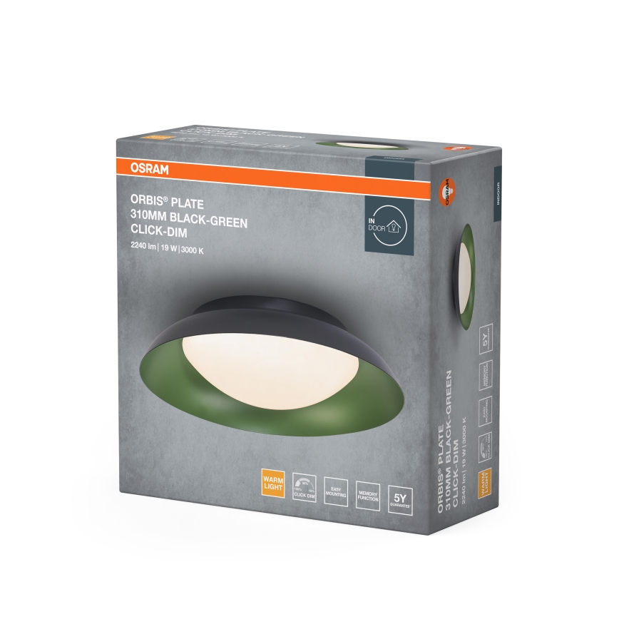 Osram - LED dimbare plafondlamp ORBIS PLATE LED/19W/230V Ø 31 cm groen/zwart