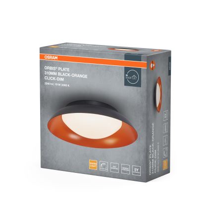 Osram - dimbare LED-plafondlamp ORBIS PLATE LED/35W/230V Ø 43 cm oranje/zwart