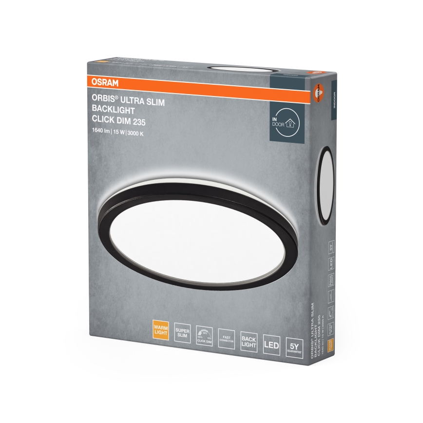 Osram - Dimbare LED-plafondlamp ORBIS ULTRA SLIM LED/15W/230V 3000K Ø 23,5 cm zwart