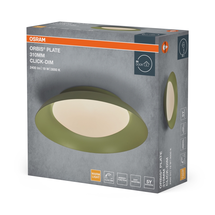 Osram - Dimbare LED-plafondlamp PLATE LED/19W/230V Ø 31 cm groen