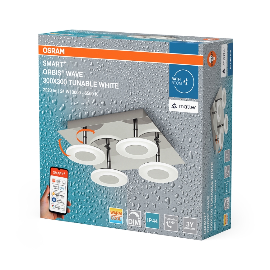 Osram - Dimbare LED-plafondlamp voor badkamer SMART+ WAVE LED/24W/230V 3000-6500K IP44 Wi-Fi