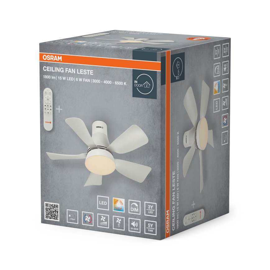 Osram - LED-dimbare plafondventilator LESTE LED/15W/230V 3000/4000/6500K + afstandsbediening
