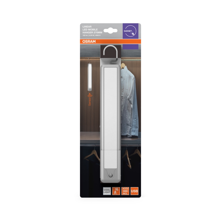 Osram - LED hangend oriëntatielamp met bewegingssensor MOBILE LED/2,35W/5V 1000 mAh wit