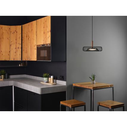 Osram - LED-hanglamp aan kabel DECOR MESH LED/18,5 W/230 V Ø 40 cm zwart/rubberhout