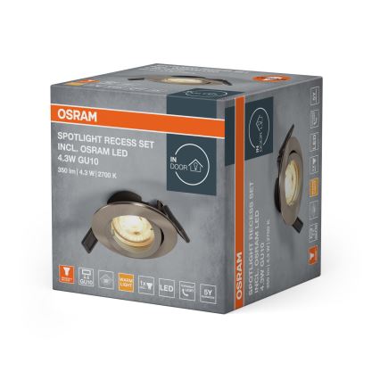 Osram - LED inbouwspot SPOT 1xGU10/4,3W/230V 2700K CRI 90 mat chroom