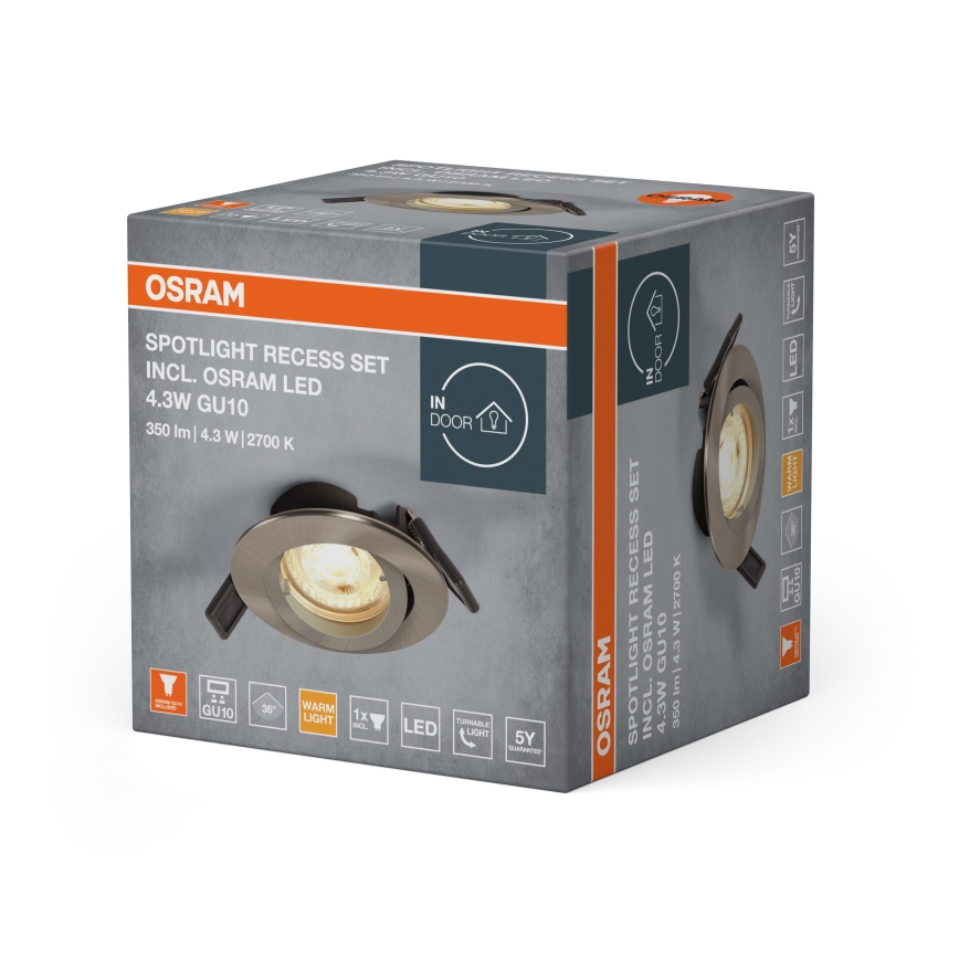 Osram - LED inbouwspot SPOT 1xGU10/4,3W/230V 2700K CRI 90 mat chroom