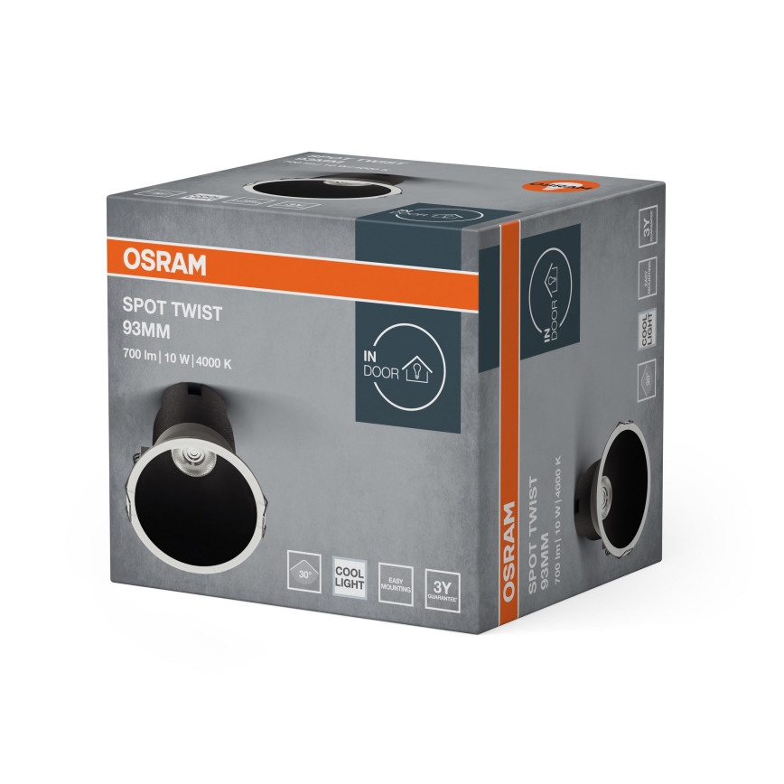 Osram - LED inbouwspot SPOT TWIST LED/10W/230V 4000K Ø 9,3 cm wit/zwart
