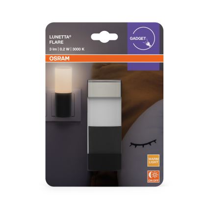 Osram - LED-nachtlampje met schemersensor LUNETTA LED/0,2W/230V zwart