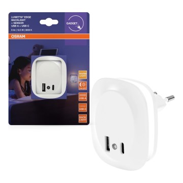 Osram - LED-nachtlampje voor stopcontact met sensor en USB LUNETTA LED/12,5W/230V wit