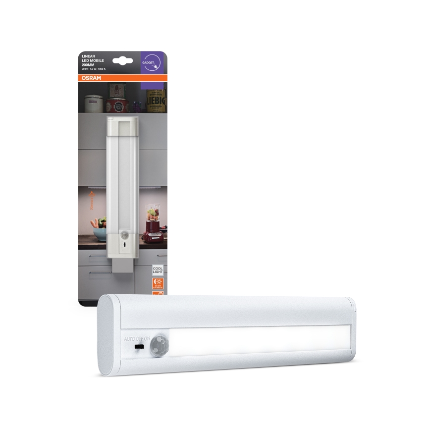 Osram - LED-onderbouwlamp met bewegings- en schemersensor LINEARLED LED/1,9W/6V 4xAA 4000K 21,4 cm wit