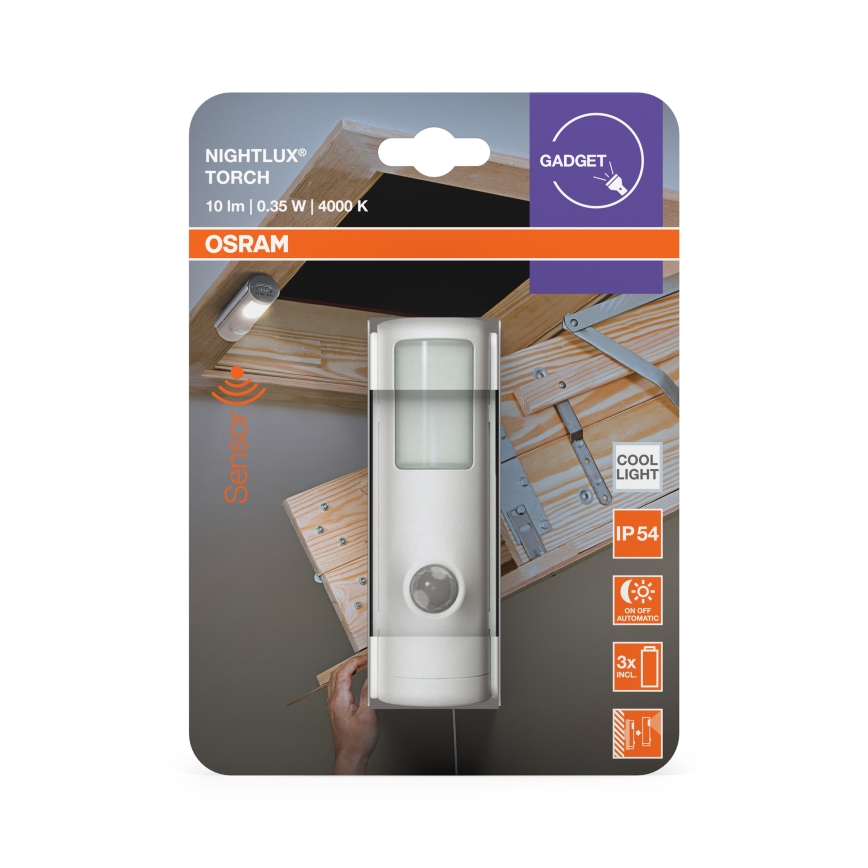 Osram - LED oriëntatielamp met sensor NIGHTLUX LED/0,35W/3xAAA IP54 wit
