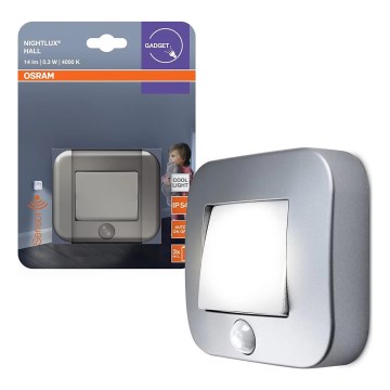 Osram - LED-oriëntatielamp met sensor NIGHTLUX LED/0,3W/3xAAA IP54 zilver