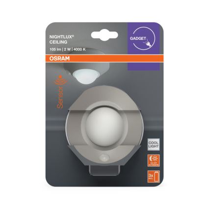 Osram - LED oriëntatielamp met sensor NIGHTLUX LED/2W/3xAA zilver