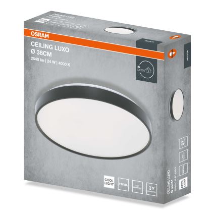 Osram - LED plafondlamp CEILING LUXO, 24 W, 230 V, Ø 38 cm, zwart