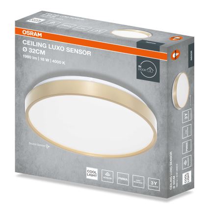 Osram - LED-plafondlamp met schemersensor CEILING LUXO LED/18W/230V Ø 32 cm goudkleurig