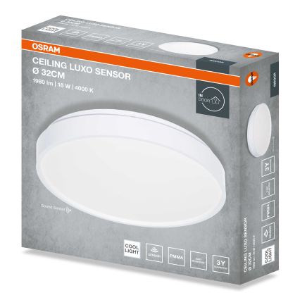 Osram - LED-plafondlamp met schemersensor CEILING LUXO LED/18W/230V Ø 32 cm wit