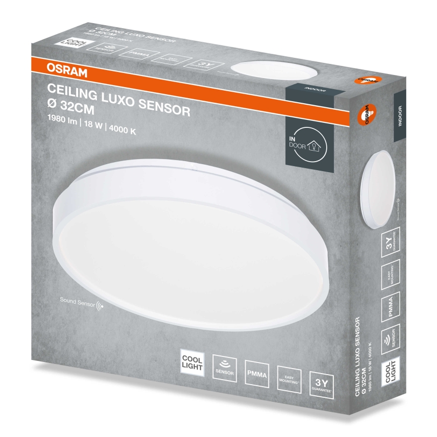 Osram - LED-plafondlamp met schemersensor CEILING LUXO LED/18W/230V Ø 32 cm wit