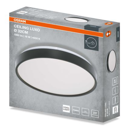 Osram - LED-plafondlamp CEILING LUXO LED/18W/230V Ø 32 cm zwart