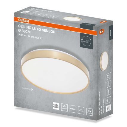 Osram - LED-plafondlamp met schemersensor CEILING LUXO LED/24W/230V Ø 38 cm, goudkleurig