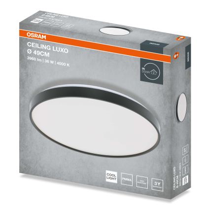 Osram - LED-plafondlamp CEILING LUXO LED/36W/230V Ø 49 cm zwart