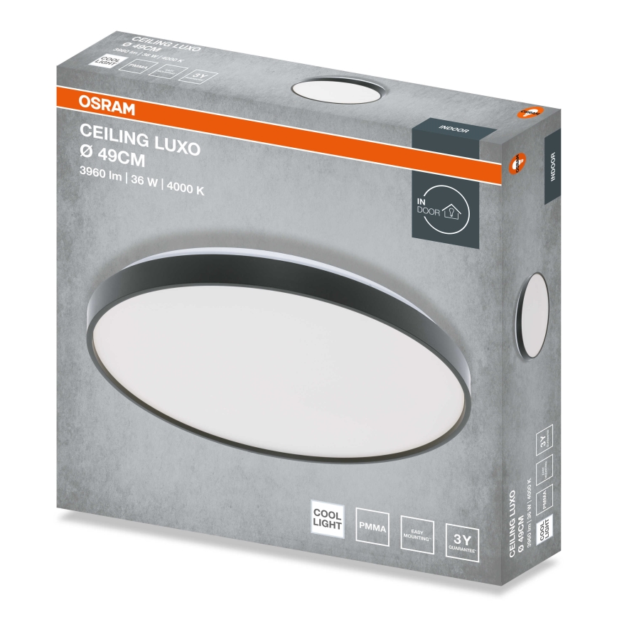 Osram - LED-plafondlamp CEILING LUXO LED/36W/230V Ø 49 cm zwart