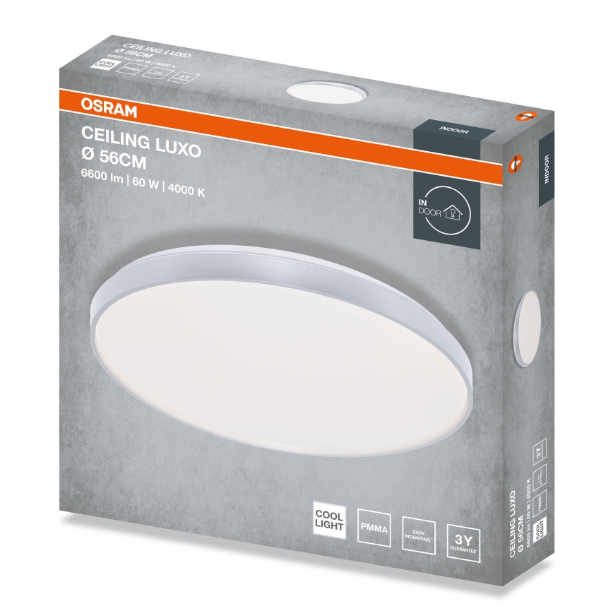 Osram - LED-plafondlamp CEILING LUXO LED/60W/230V Ø 56 cm zilver