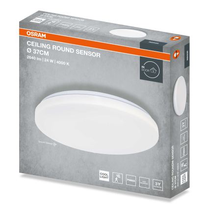 Osram - LED-plafondlamp met schemersensor CEILING ROUND LED/24W/230V 4000K Ø 37 cm wit