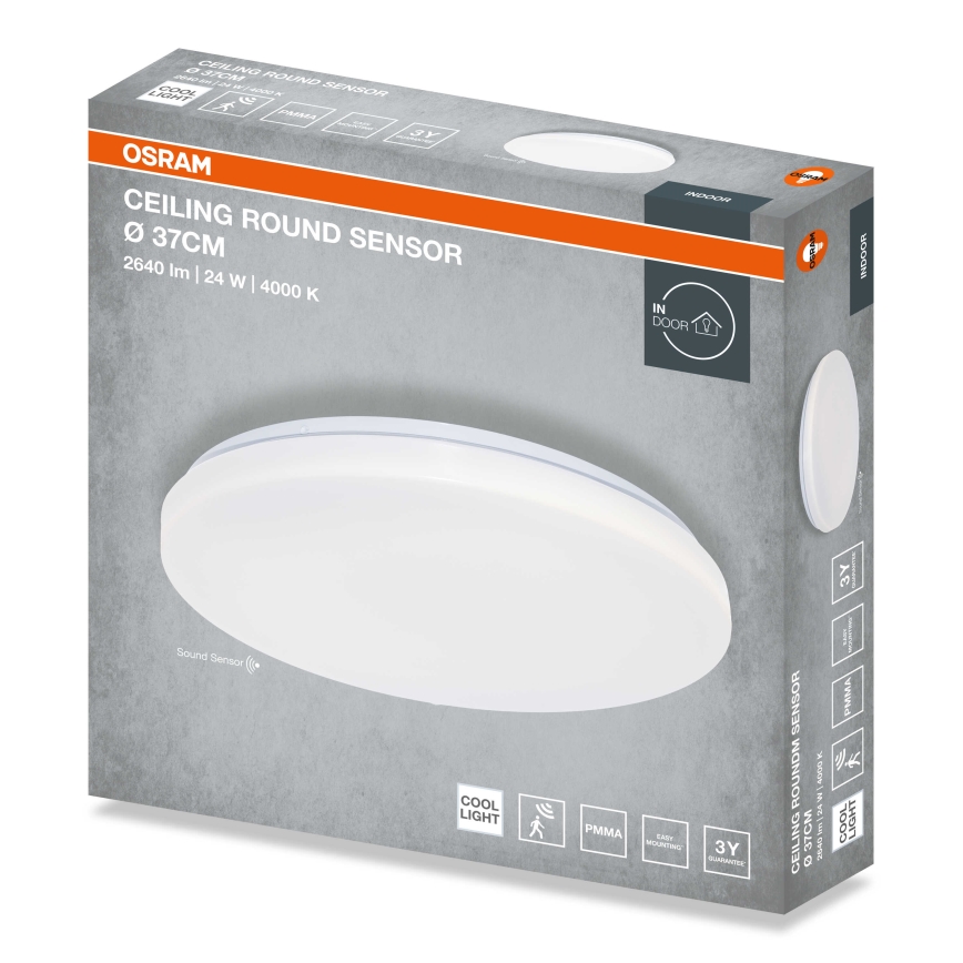 Osram - LED-plafondlamp met schemersensor CEILING ROUND LED/24W/230V 4000K Ø 37 cm wit