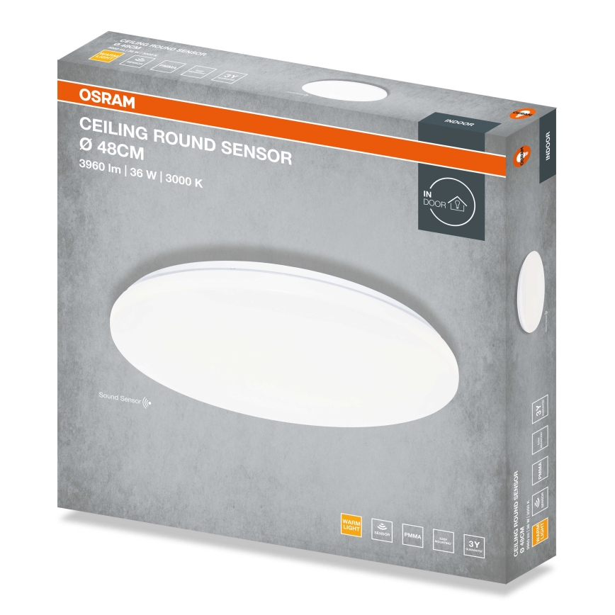 Osram - LED plafondlamp met schemersensor CEILING ROUND LED/36W/230V 3000K Ø 48 cm wit