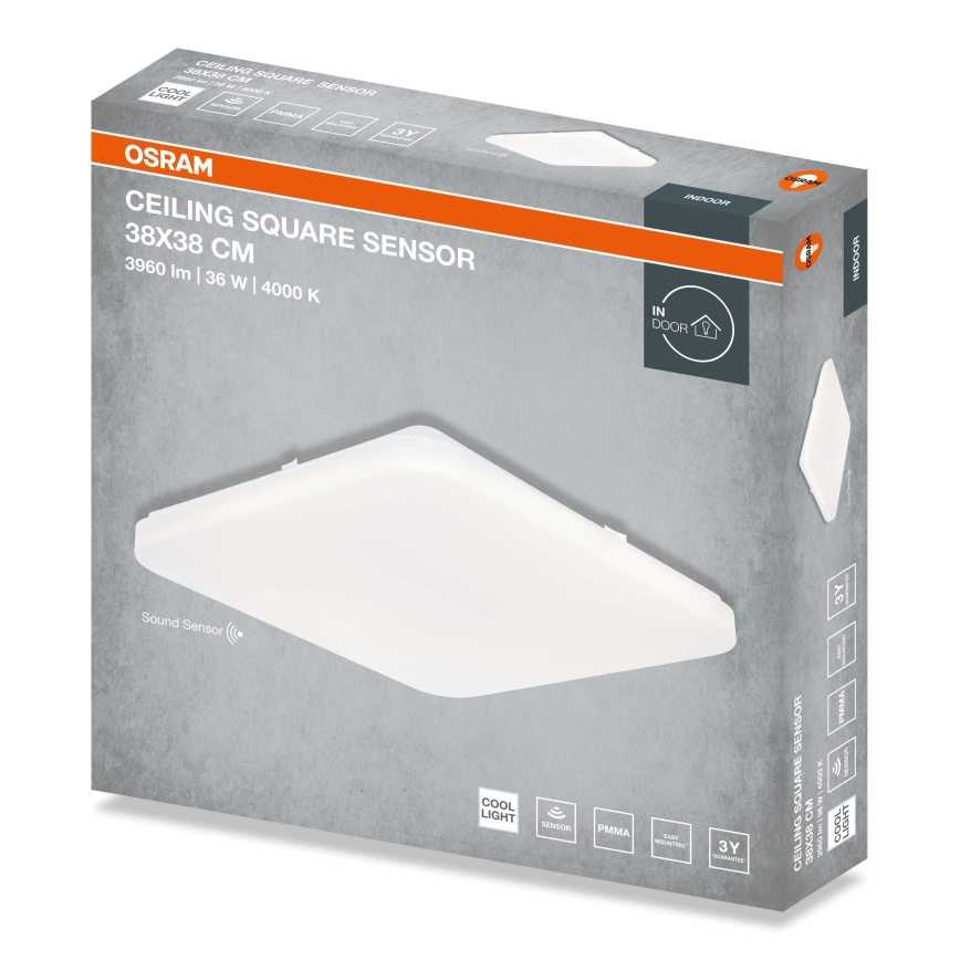 Osram - LED plafondlamp met schemersensor CEILING SQUARE LED/36W/230V 4000K 38x38 cm wit