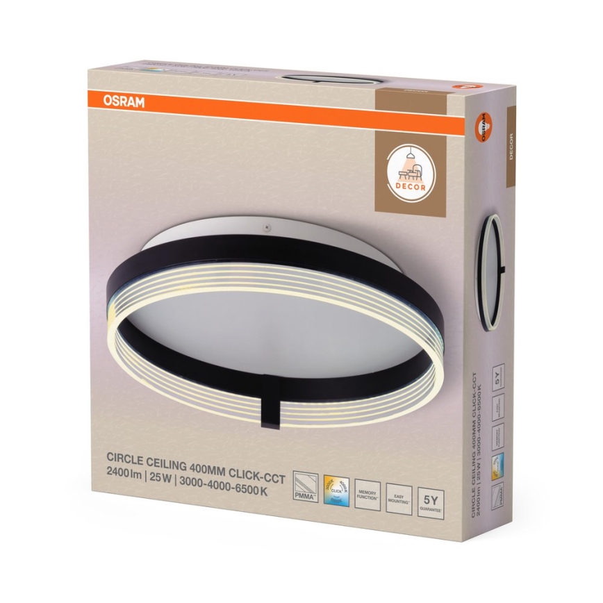 Osram - LED plafondlamp DECOR CIRCLE LED/25W/230V 3000/4000/6500K Ø 40 cm zwart/wit