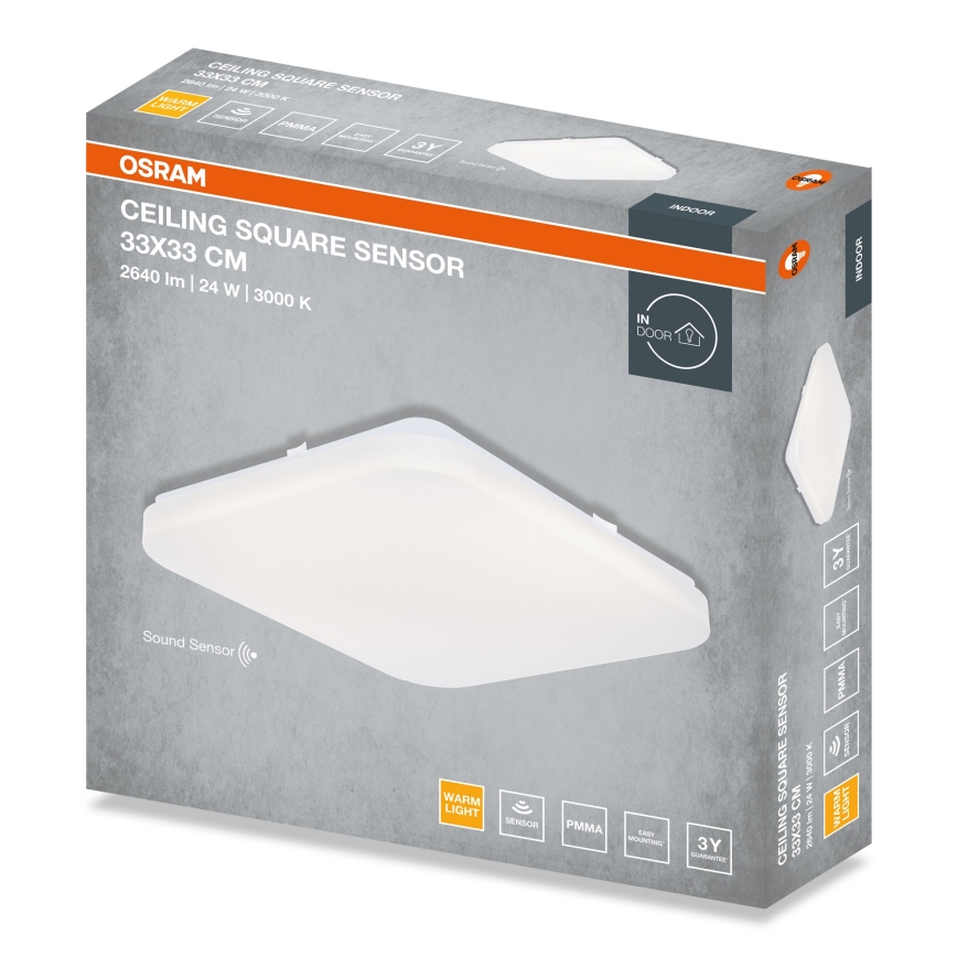 Osram - LED-plafondlamp met schemersensor SQUARE LED/24W/230V 33x33 cm
