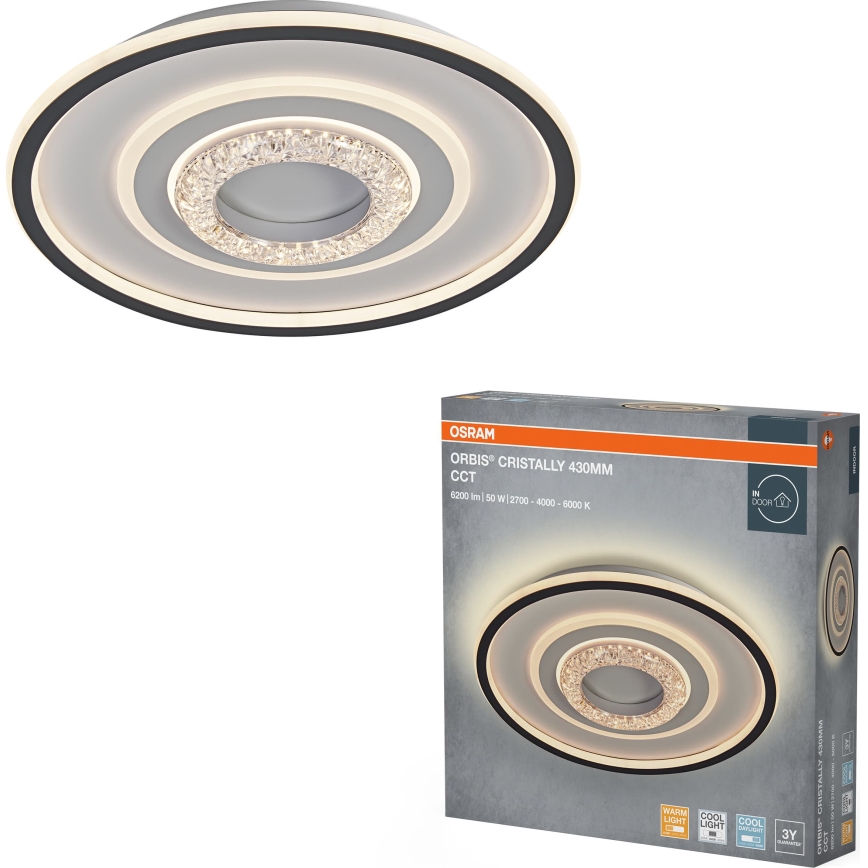 Osram - LED plafondlamp ORBIS CRISTALLY LED/50W/230V 2700/4000/6000K Ø 43 cm wit/zwart