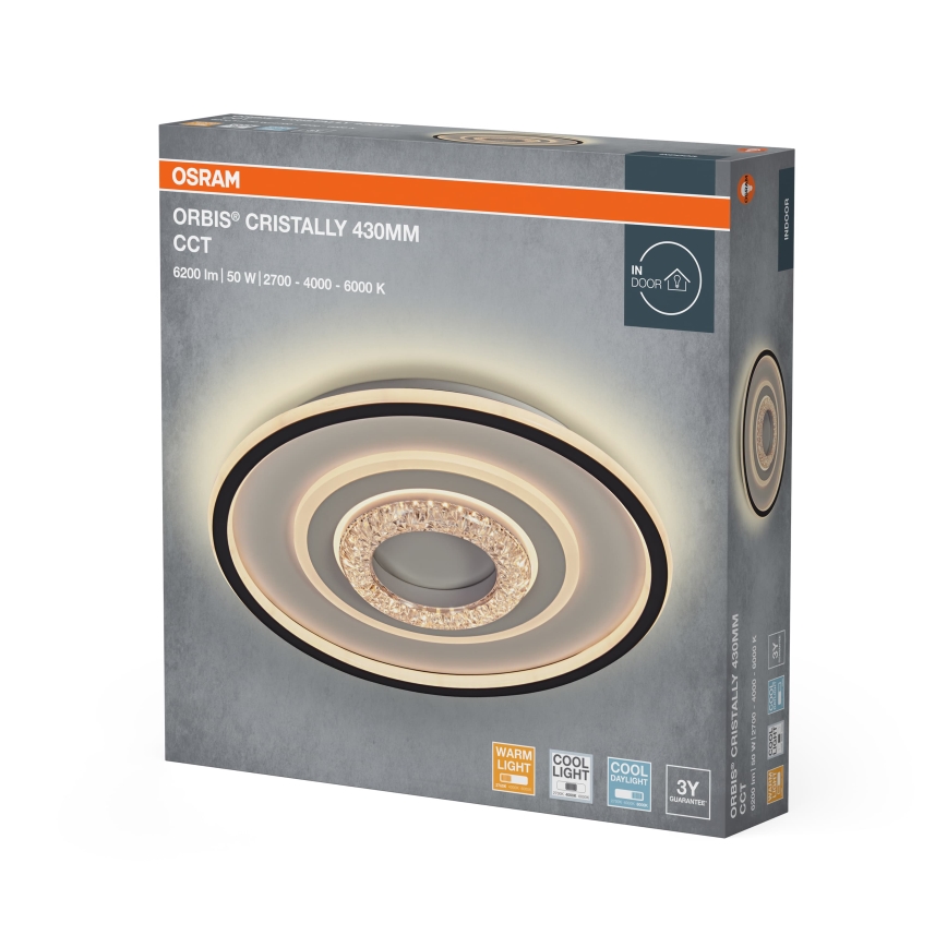 Osram - LED plafondlamp ORBIS CRISTALLY LED/50W/230V 2700/4000/6000K Ø 43 cm wit/zwart
