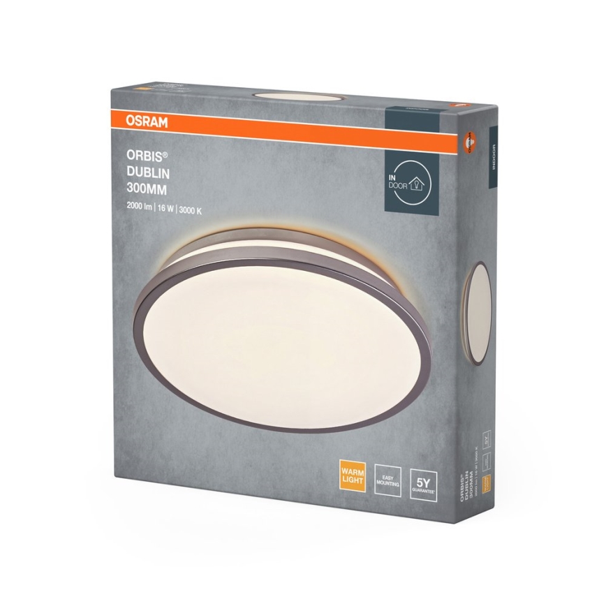 Osram - LED plafondlamp ORBIS DUBLIN LED/16W/230V Ø 30 cm zilver
