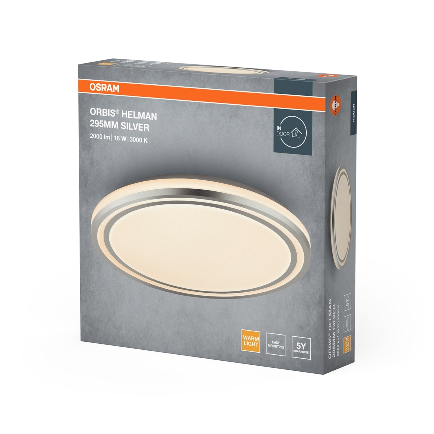 Osram - LED-plafondlamp ORBIS HELMAN LED/16W/230V Ø 29,5 cm zilver