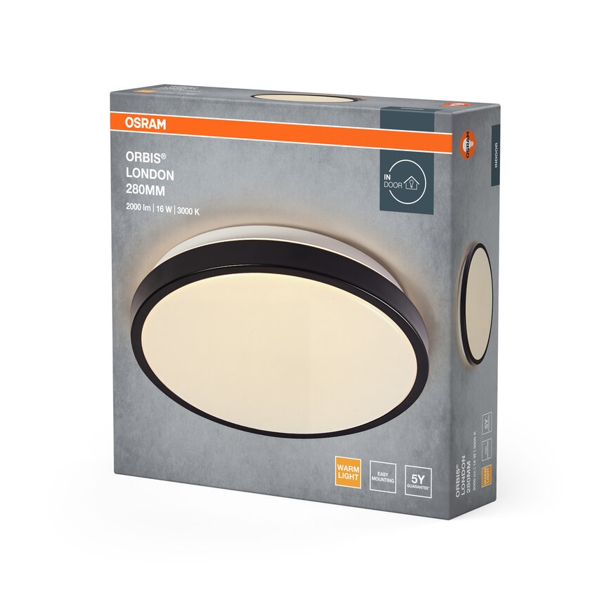 Osram - LED-plafondlamp ORBIS LONDON LED/16W/230V Ø 28 cm zwart