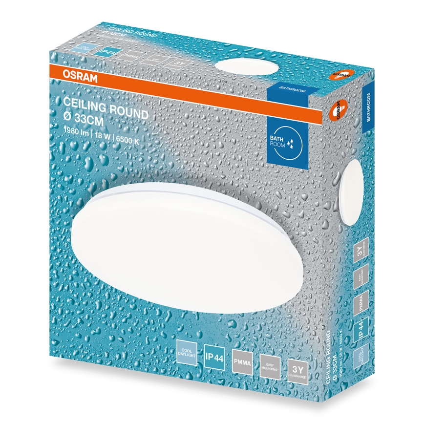 Osram - LED plafondlamp voor badkamer CEILING ROUND LED/18W/230V 6500K Ø 33 cm IP44 wit
