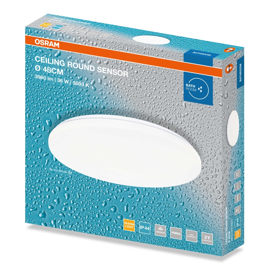 Osram - LED-plafondlamp voor badkamer met schemersensor CEILING ROUND LED/36W/230V 3000K Ø 48 cm IP44 wit