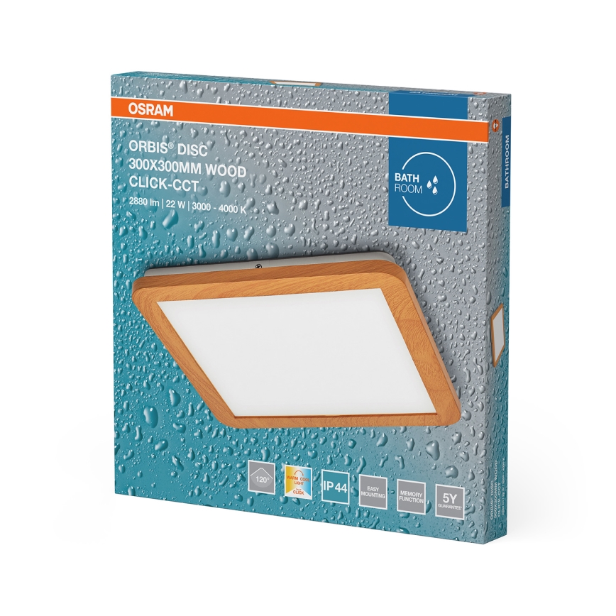 Osram - LED-plafondlamp voor badkamer ORBIS DISC LED/22W/230V 3000/4000K 30x30 cm IP44 bruin