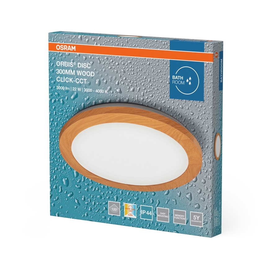 Osram - LED plafondlamp voor badkamer ORBIS DISC LED/22W/230V 3000/4000K Ø 30 cm IP44 bruin