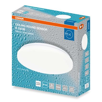 Osram - LED plafondlamp voor badkamer met schemersensor CEILING ROUND LED/18W/230V 4000K Ø 33 cm IP44 wit