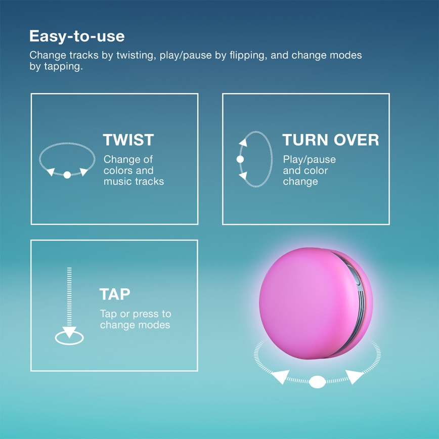 Osram - SMART+ MACARON RGB LED dimbare luidspreker LED/1,75W/3,7V 450 mAh roze